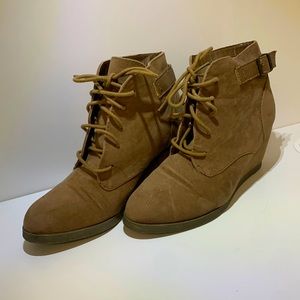 Madden Girl Suede Lace Up Ankle Wedge Boots